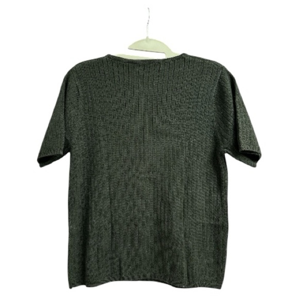 Laura Scott Vintage Black Short Sleeve Cable Knit Sweater - Picture 3 of 6